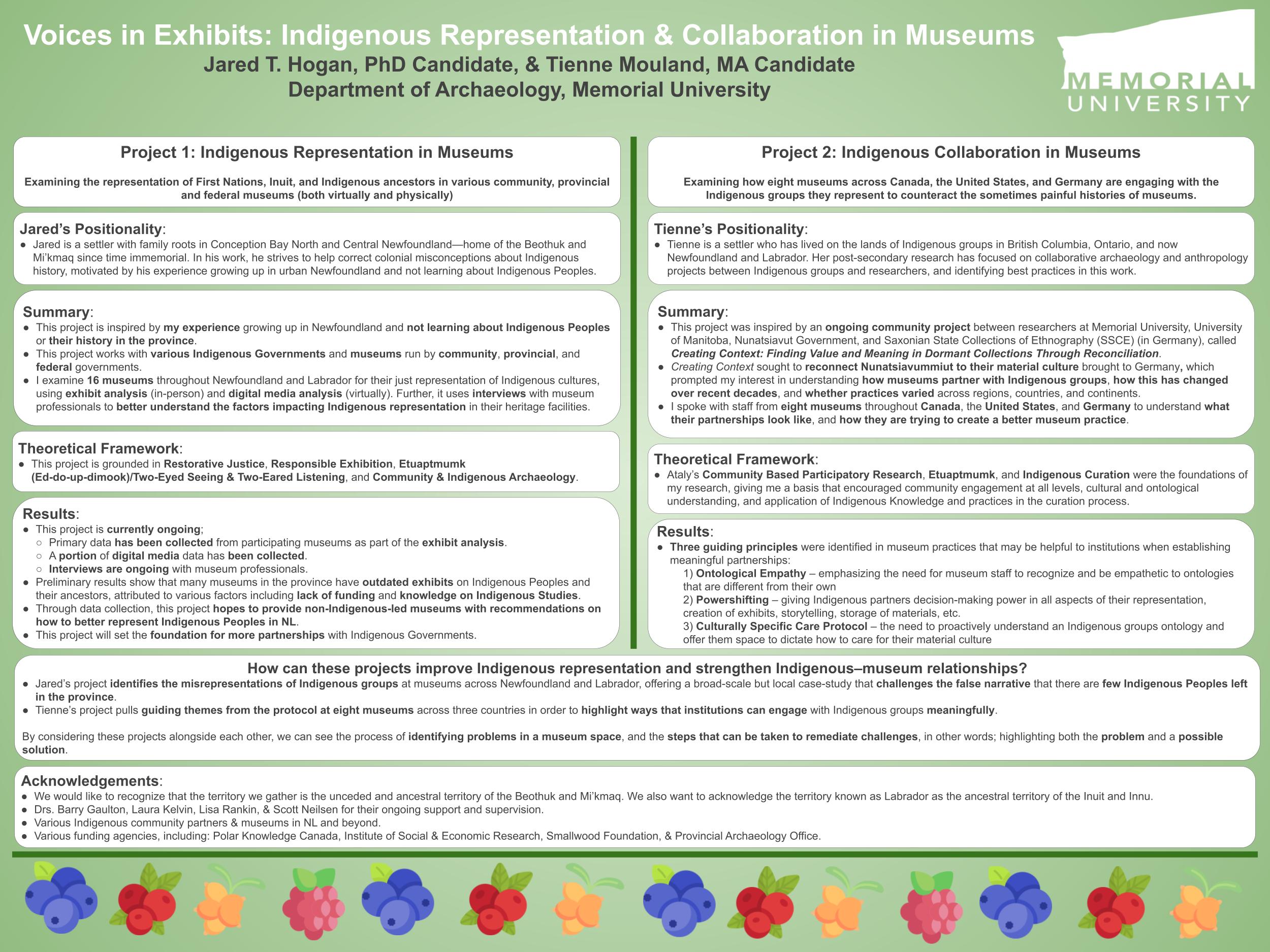 Jared T. Hogan & Tienne Mouland's poster for the Cultural Explorations Symposium 2024